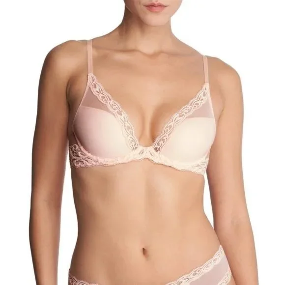 Natori Size 34B Seashell Feathers Contour Plunge Bra NEW - Picture 1 of 1